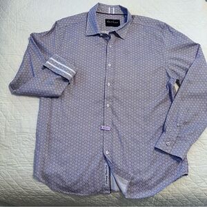 Robert Graham Skull Print Men's 2XL Purple Tailored Long Sleeve Shirt *Like New!